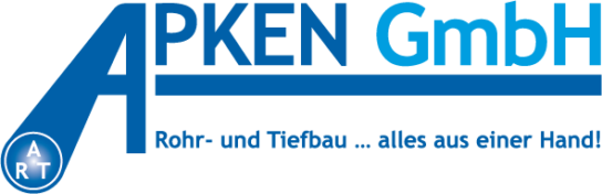 Logo von Apken GmbH Rohr- und Tiefbau in blau.